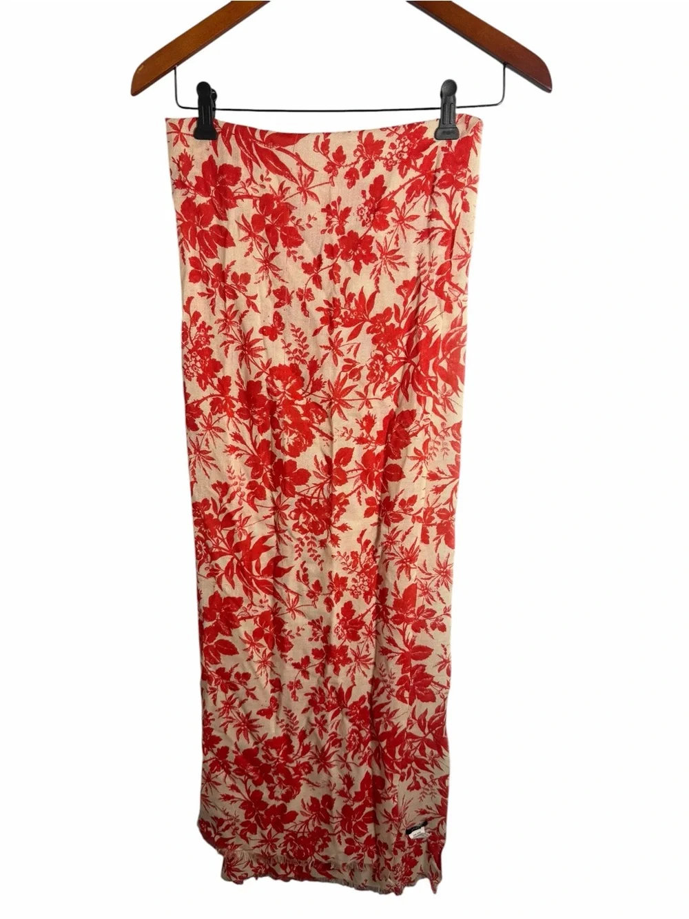 J. Crew Red Floral Lightweight Wrap Scarf 100% Wool